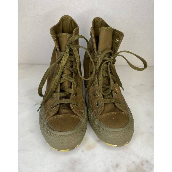 Converse Sneakers Womens 7 Chuck Taylor CT Army Green Lift Platform Hi Casual - Picture 11 of 12